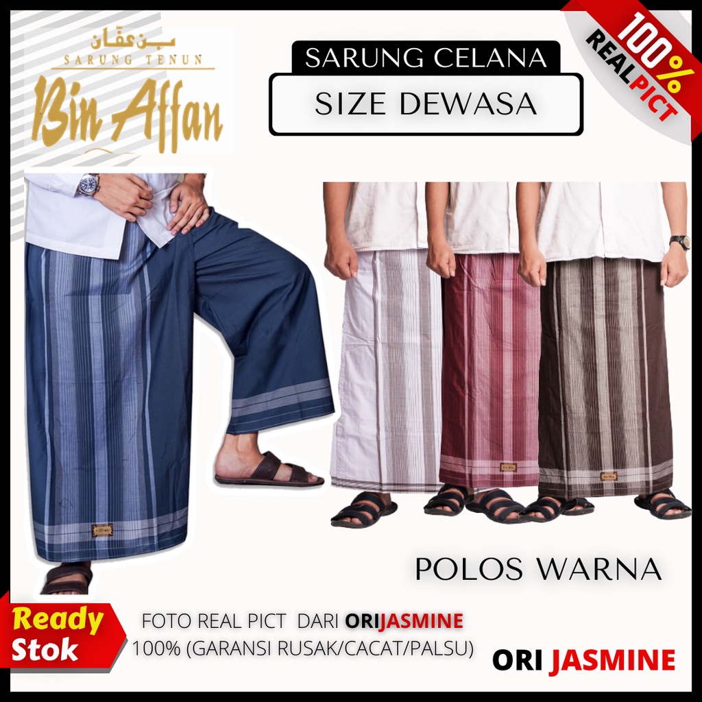 Sarung celana dewasa muslim jumbo bin affan hitam polos pria murah