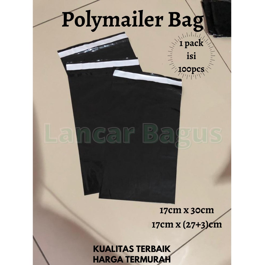

POLYMAILER HITAM GLOSSY 17x30 Plastik Amplop