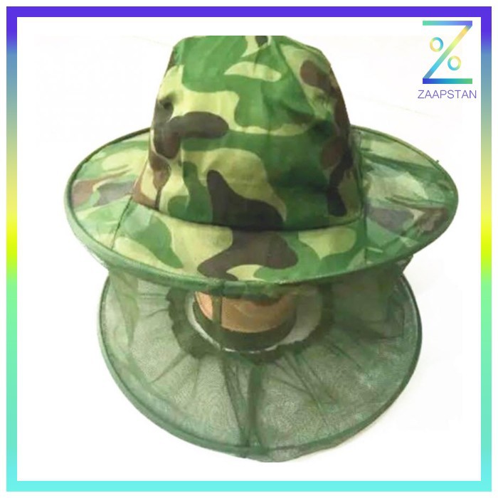 KLV Topi Mancing Jaring Camouflage Anti Nyamuk Lebah - Green