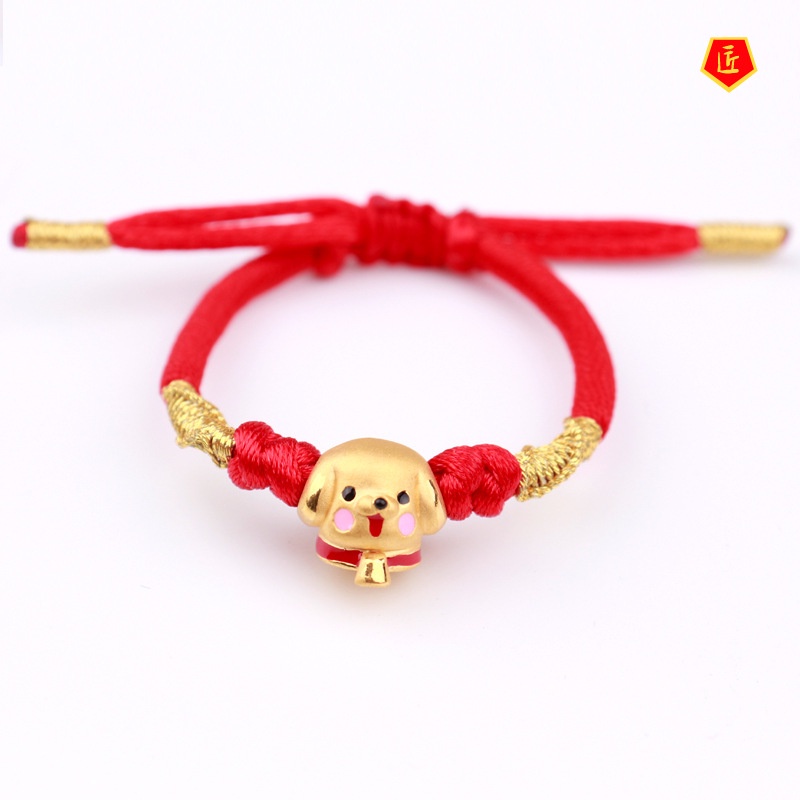 [Ready Stock]Cute Puppy Lucky Beads Gold Bracelet