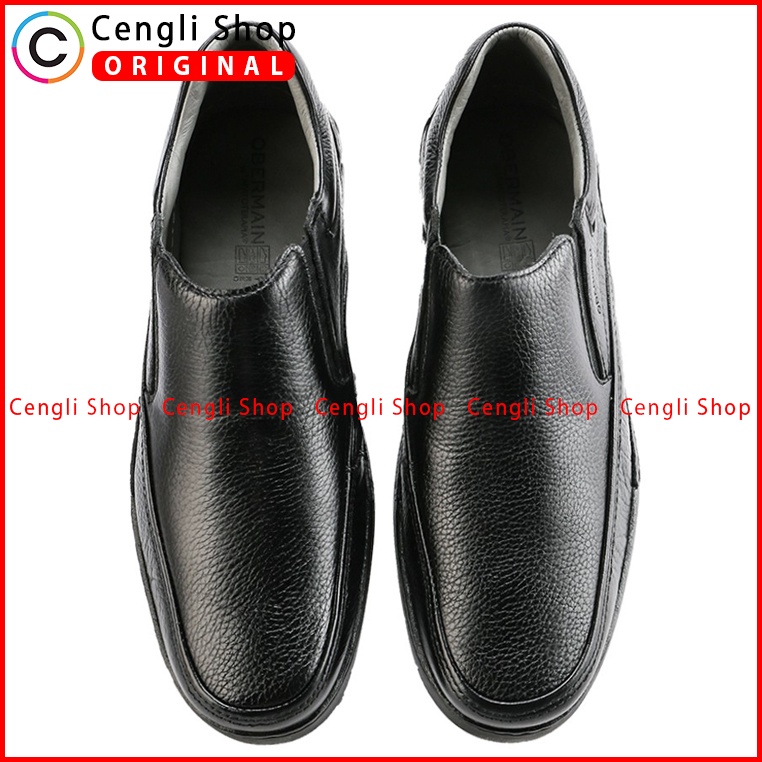 SEPATU OBERMAIN PRIA ORIGINAL SLIP ON FORMAL KULIT ASLI COKLAT OM03