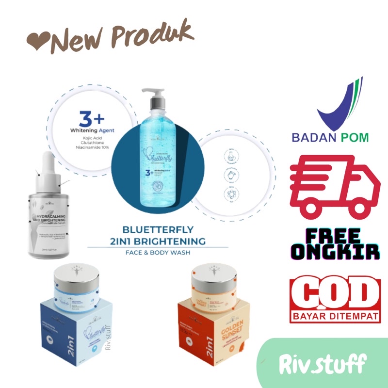 New Produk❤️ Bluetterfly 2in1 Brightening Face & Body Wash/ Beautetox 2in1 Serum Jelly Cream/ Beaute