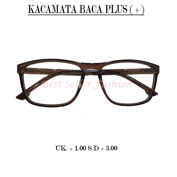 KACAMATA LENSA RABUN DEKAT (+) PRIA WANITA +1.00 S/D +3.00 KACAMATA PLUS KOTAK OVERSIZE COKLAT FREECASE