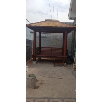 Gazebo Taman Minimalis Kayu Kelapa