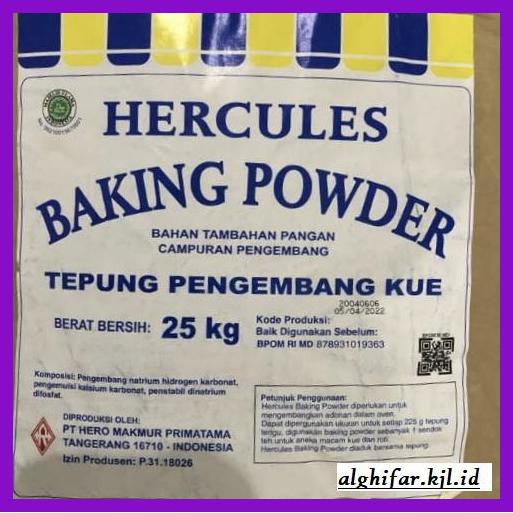 

Redwop-Gnikab- Hercules Baking Powder Double Acting - Pengembang Kue Repack 100G -Hallall.