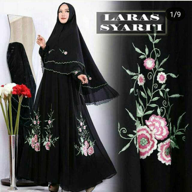 XC - GAMIS LARAS SYARI / MAXI LARAS / GAMIS POLOSAN COMBINASI BORDIR / GAMIS TERLARIS / BEST SELLER