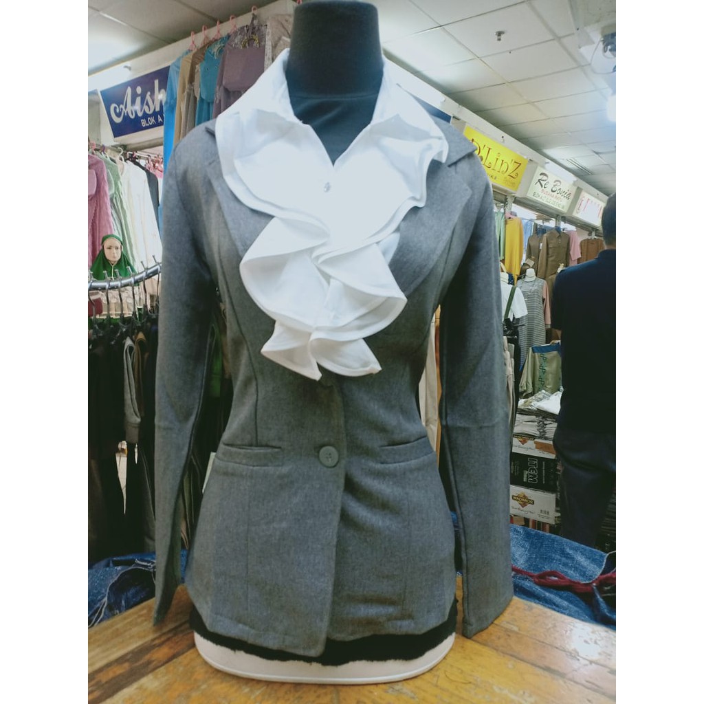 Atasan Blus Blazer kancing satu Dan dua Wanita