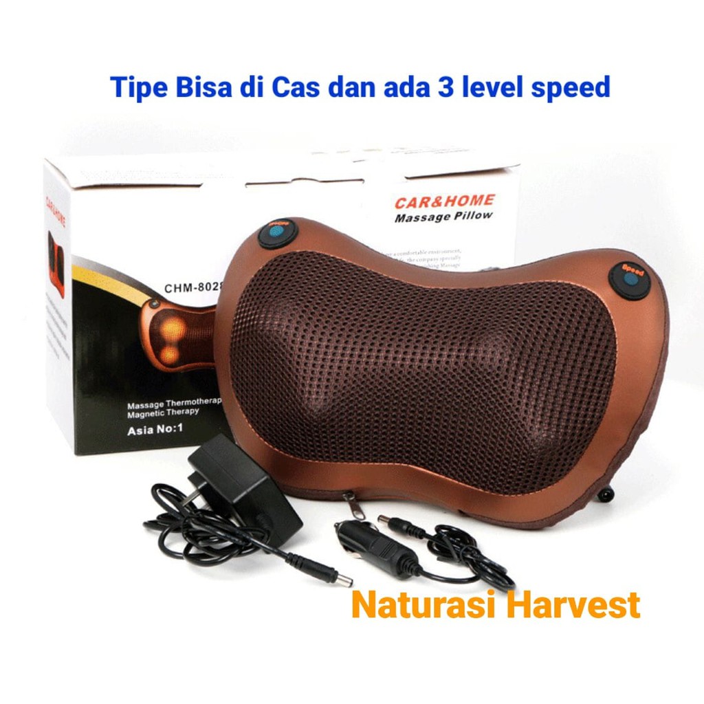 Bantal Pijat 8 Bola hangat bisa pakai di Mobil dan Rumah ada 2tipe  bisa di cas dengan 3 level speed kecepatan dan tipe yang biasa