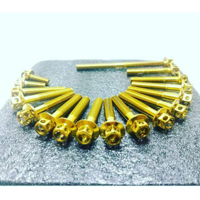 BAUT PROBOLT MESIN SET GOLD & BLUE  HONDA BEAT SCOOPY VARIO  / BAUT VARIASI BEAT SCOOPY VARIO