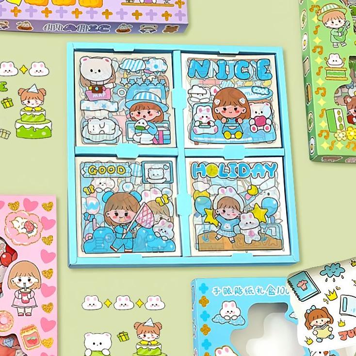 

Melesat Tinggi! HUNAM Stiker Aesthetic Deco Cute Gift Tema Korea Momo Sticker Tumblr Anti Air Scrapbook DIY