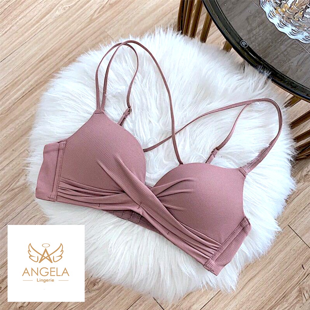 [ COD ] ANGELA Premium JAPAN Quality Seamless Sport Push Up Bra Wanita Set Tanpa Kawat Lingerie Sexy-Pink