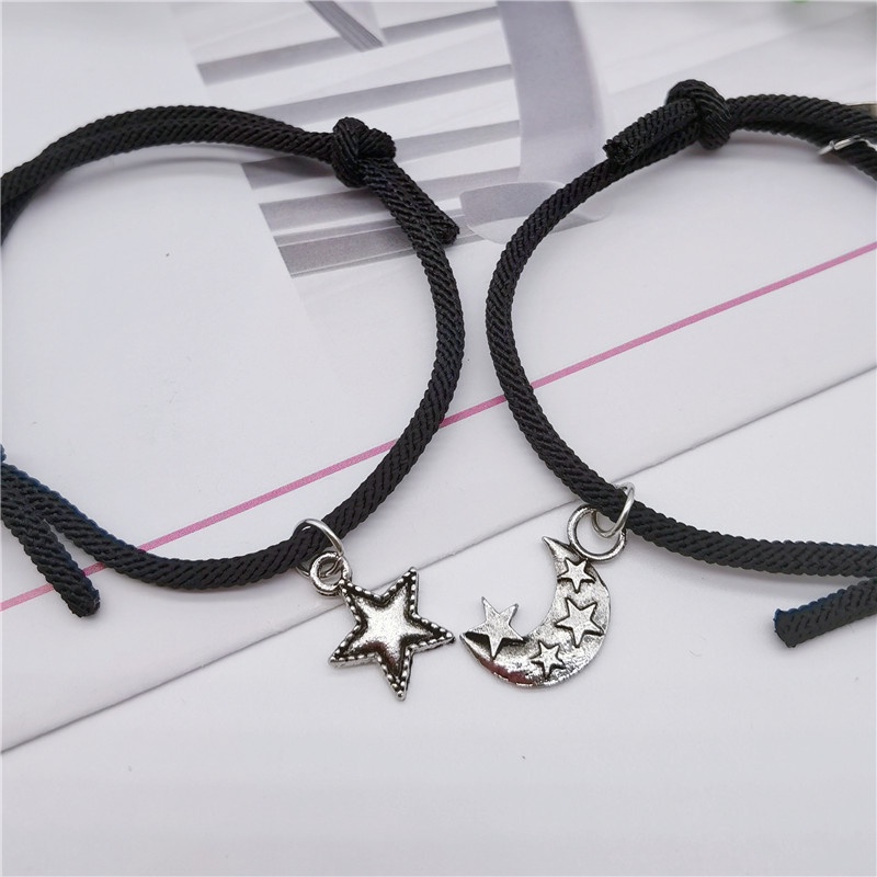 AZ085 【Barang spot 】2Pcs set Gelang Couple Magnet Adjustable Creative Braid Rope Bracelet Friendship Gelang Tali Attract Bracelets Wrist Jewelry