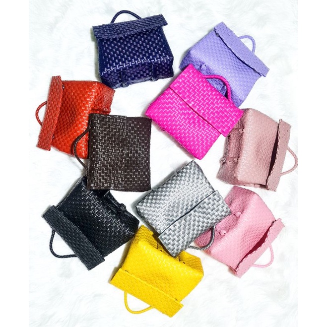 (TANPA ACCESORIES) READY Long Strap Flip Bag  Tas Jali Tas Jaly Tas Anyaman Plastik Premium