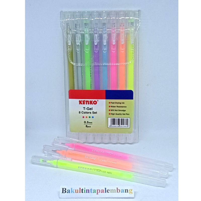 

Pulpen Warna Gel Pen Colorfull Kenko 8 Colors Set