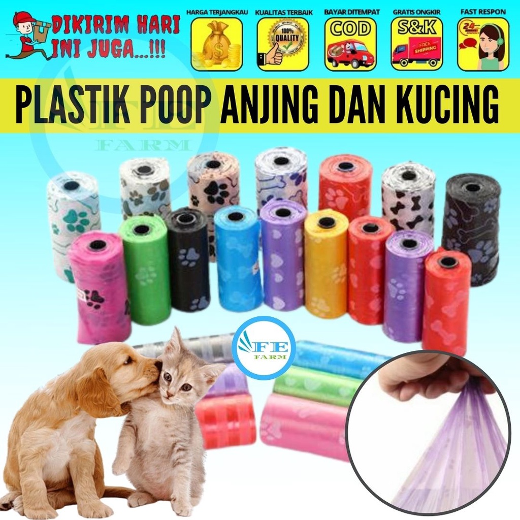 Kantong Plastik Poop Kotor Poop Bag Organik Kantong Sampah Refil / Kantong Kotoran Pup Anjing Kucing Pet FEFARM