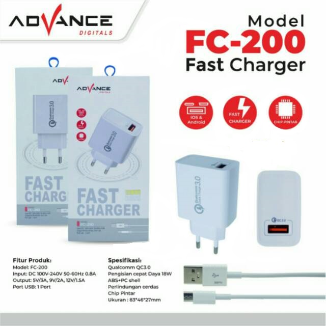 FC 200 CHARGER USB MICRO ADVANCE FC-200 POWER CUBE ADVANCE QC 3.0 15W FAST CHARGER