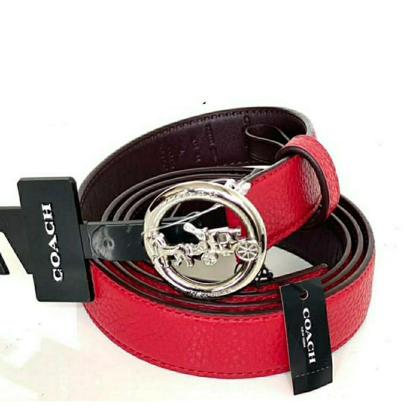 coach f78181 red belt leather ikat pinggang wanita original