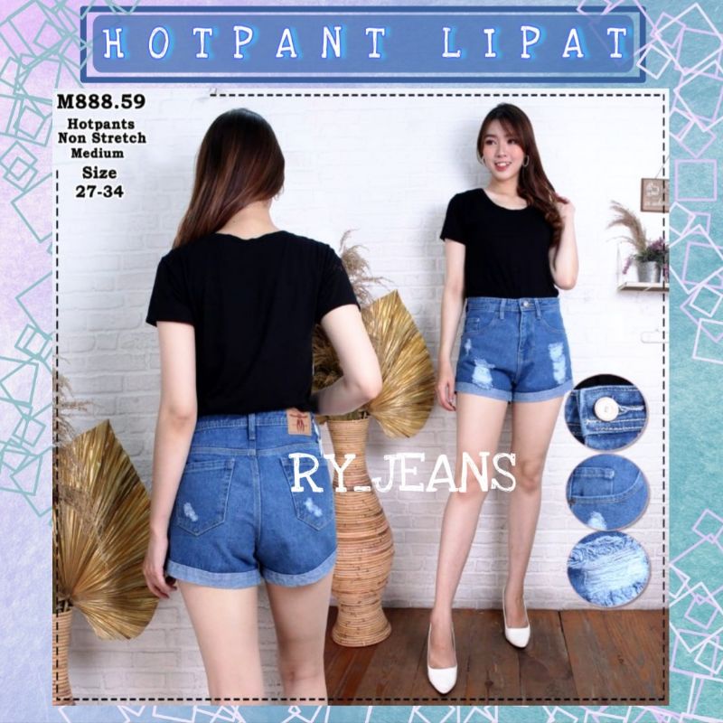 Celana jeans pendek wanita Hotpant jeans sobek wanita