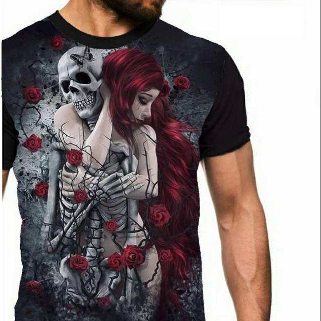 Kaos Rose Skull Girl Cewek Mawar Tengkorak Lover Metal Wanita Murah Keren 3d Fullprint Distro Gaul Shopee Indonesia