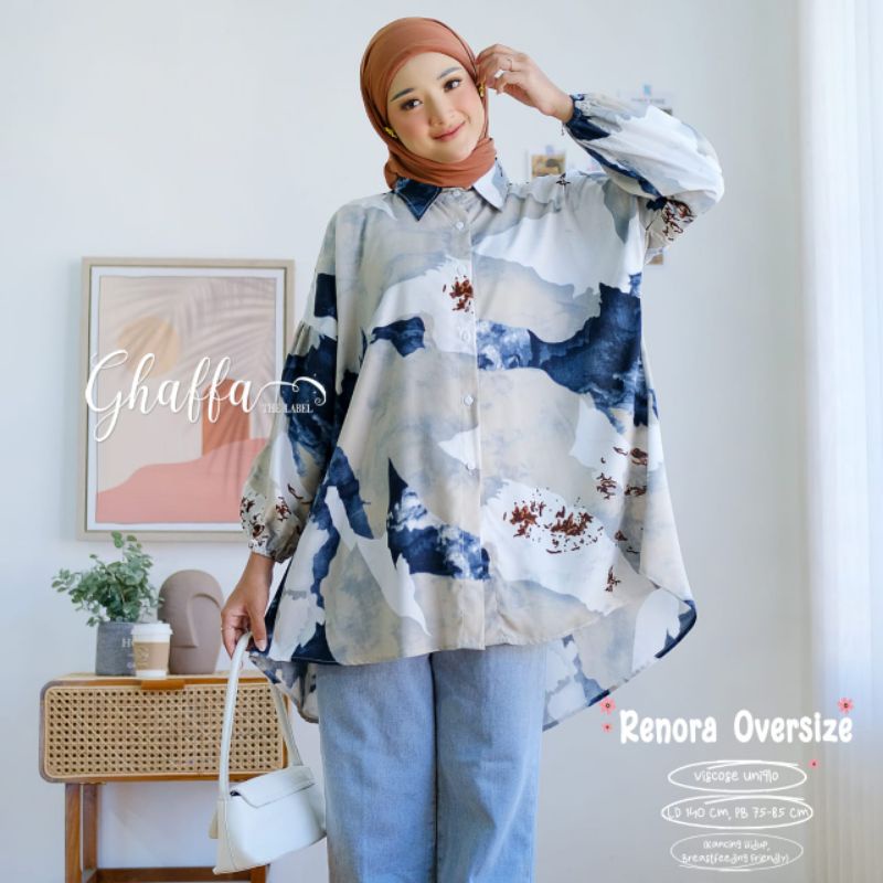 RENORA OVERSIZE BY GHAFFA THE LABEL / BLOUSE MOTIF WANITA MUSLIMAH / Oversize motif pakaian wanita