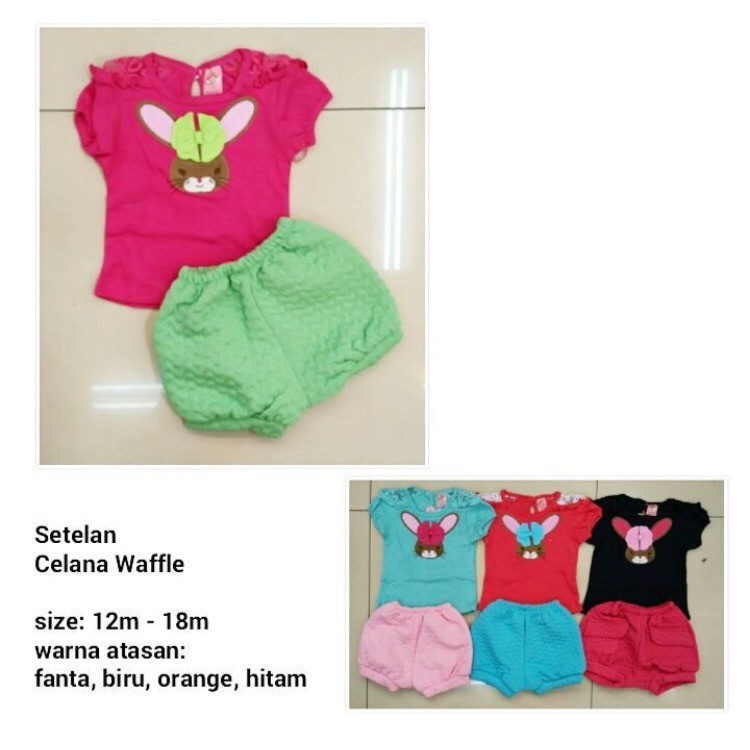 Setelan Anak Perempuan Celana Waffle / Setelan Anak Cewek / Baju Anak Cewek