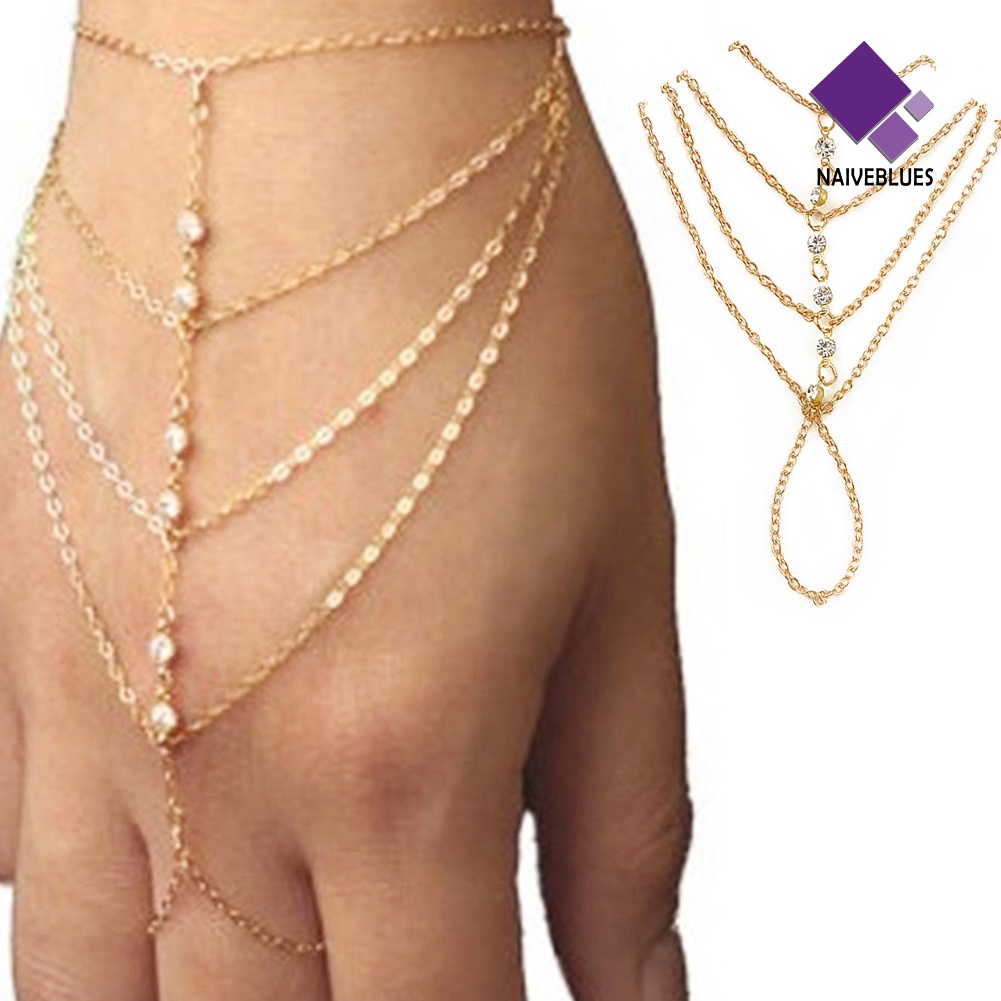 Naiveblue &gt; Gelang Tangan Sambung Cincin Aksen Rantai Untuk Perhiasan Wanita / Pantai / Dance
