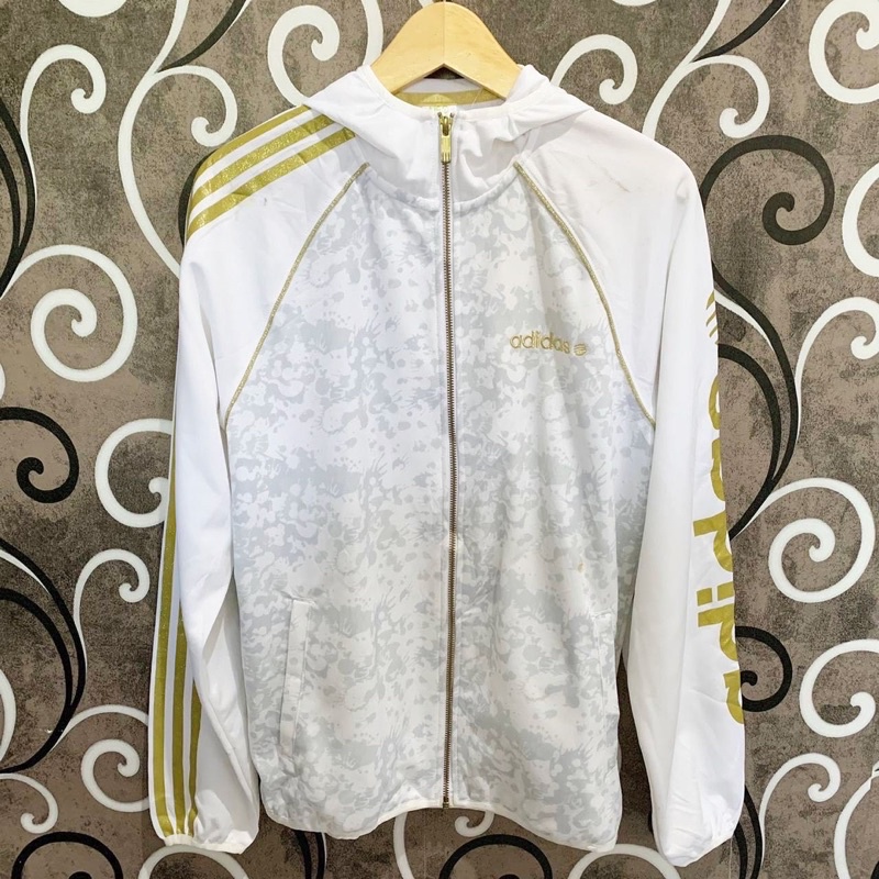 Jaket Tracktop Adidas Neo Stripe White Gold