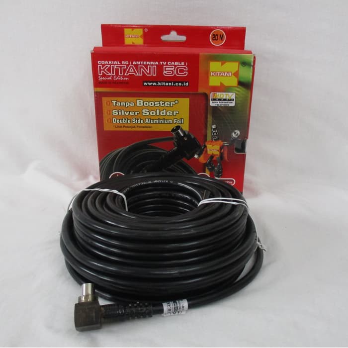 Kabel Antena TV 5C+Jek Tanpa Booster 20 meter Full Tembaga KITANI