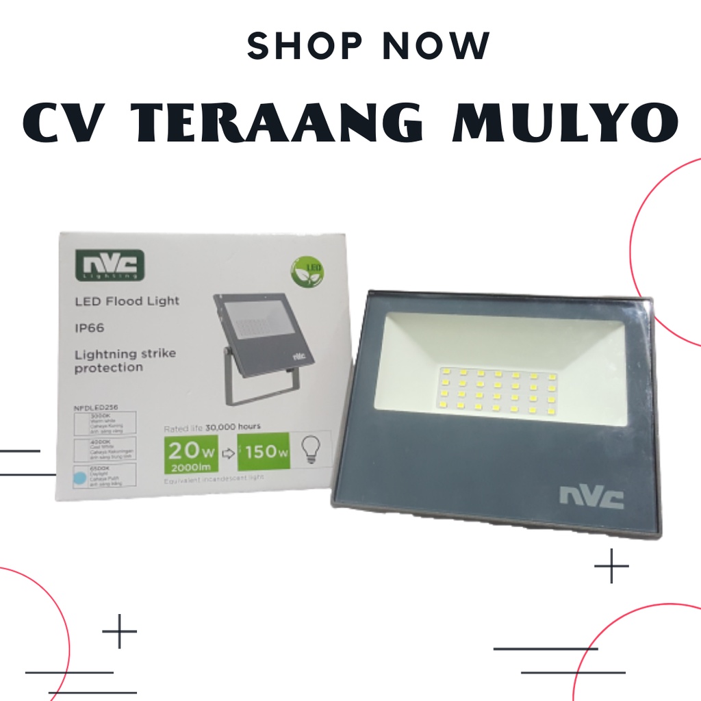 Lampu Sorot Outdoor / KAP LED FLOOD LIGHT 20 WATT PUTIH / COOL DAYLIGHT 6500K NVC NFDLED256