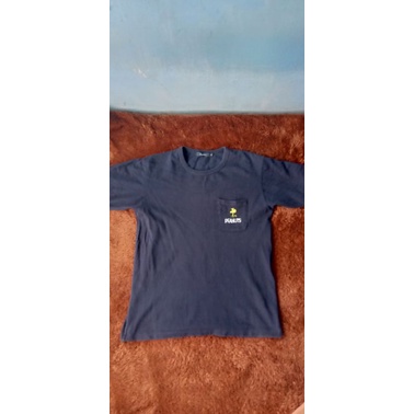 Kaos peanuts poket navy second