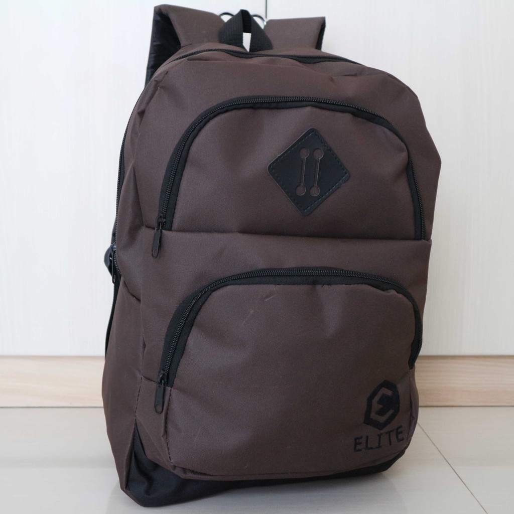 Tas Ransel Laptop Distro Backpack Punggung Sekolah Kuliah Gaya Gaul Warna Coklat With Rain Cover