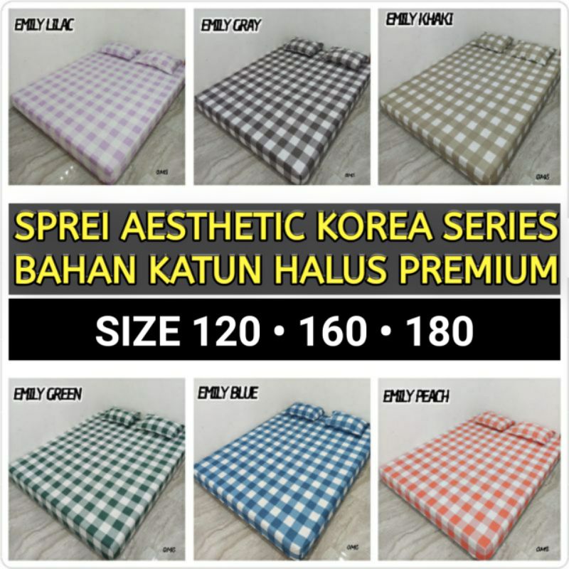 SPREI AESTHETIC SPREI HOMEMADE ADEM NYAMAN 120 160 180 SPREI MOTIF KOTAK KOTAK EMILY