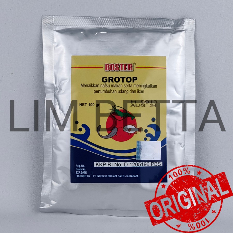 BOSTER GROTOP 100 GRAM / PENAMBAH NAFSU MAKAN IKAN DAN UDANG