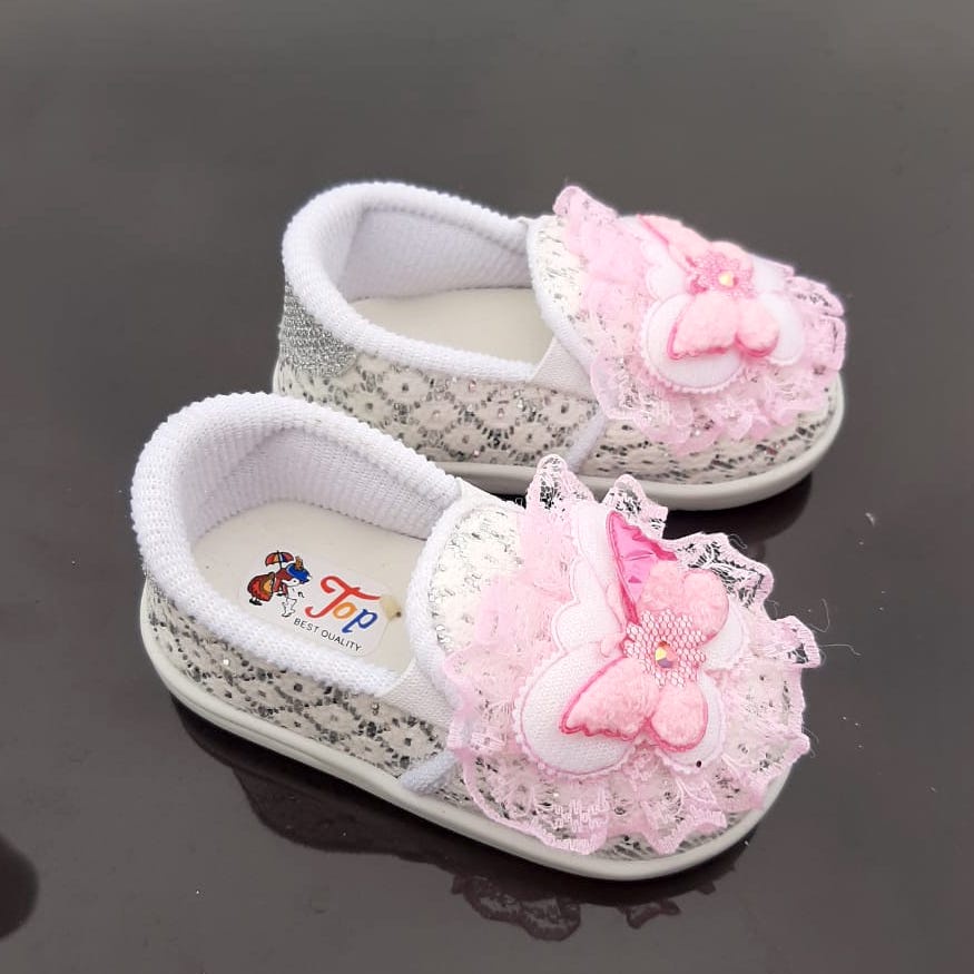 SOP04 Sepatu Pesta Anak Perempuan Slip On Kupu-kupu Bunyi Cit Cit Umur 1 2 3 tahun