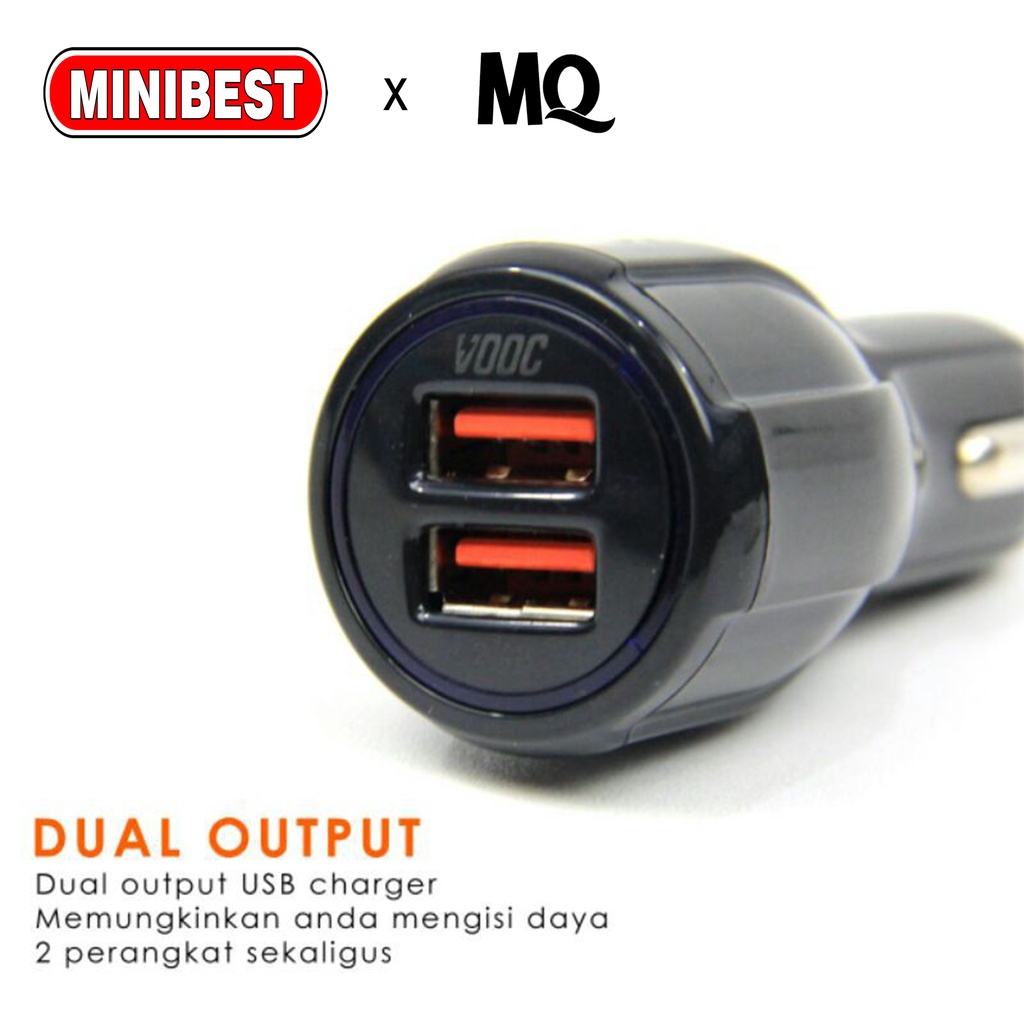 Car Charger Colokan Mobil 2 Ports QC3.0 3.1A Qualcomm Black White MQ-FT04