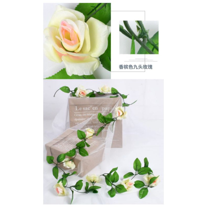 Bunga Mawar Rambat Plastik - Bunga Rose Artificial Bunga Palsu-3.peach
