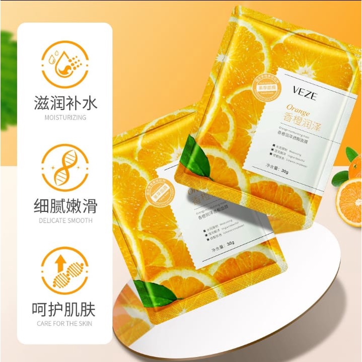 Veze Fruit Moisturizing Mask Masker Buah Melembabkan Mencerahkan Kulit Wajah