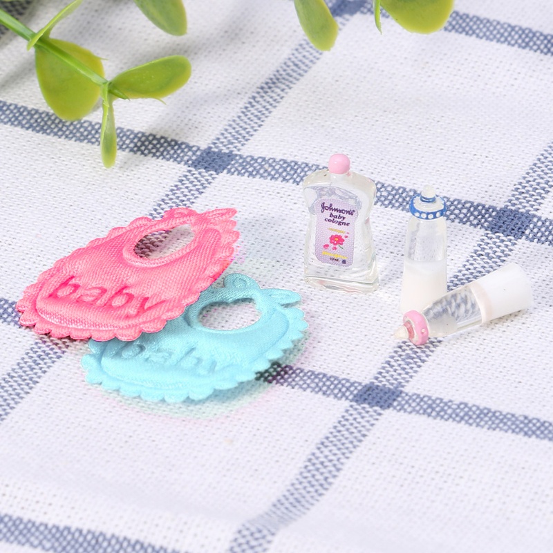 Mary Simulasi Mini Baby Shower Mainan Botol Makan Bib Role-Play Rumah Boneka Accs Toy