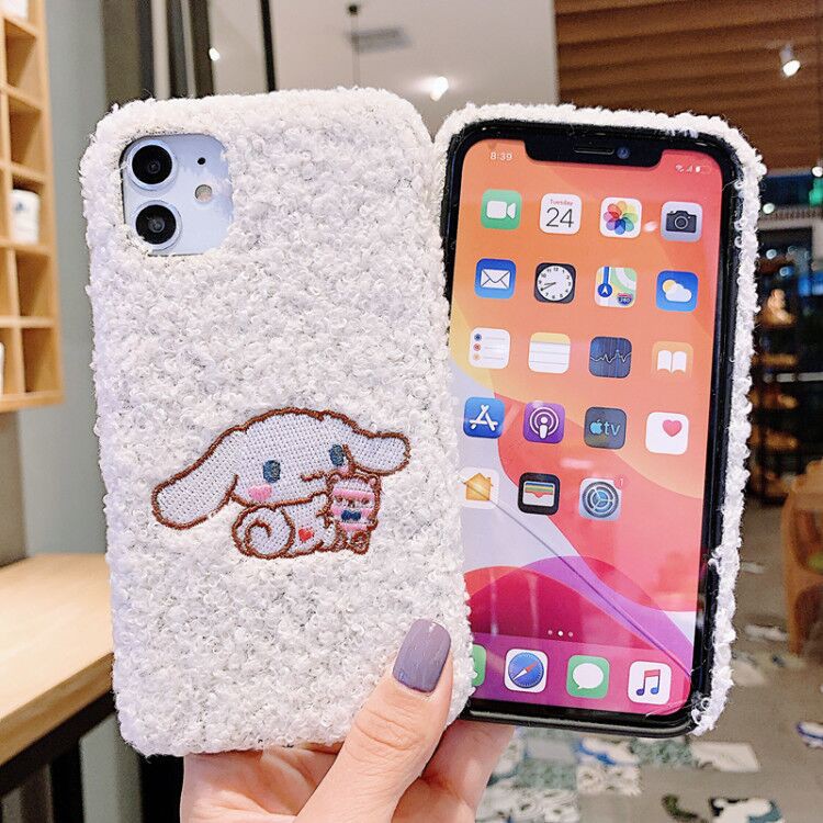 Case Hp  Dengan Hiasan Sulam Plush Cinnamon Anti  Jatuh  