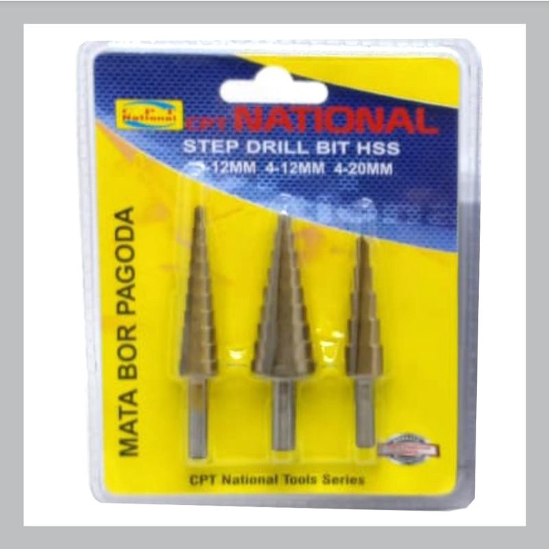 MATA BOR BESI PAGODA /STEP DRILL 3PCS 3-20MM CPT NATIONAL HIGH QUALITY