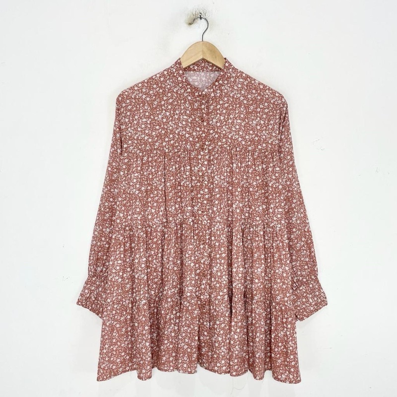 Kemeja Wanita Casual Lengan Panjang Model Longgar Versi Korea Motif / kemeja fazza fashion-Foto 6