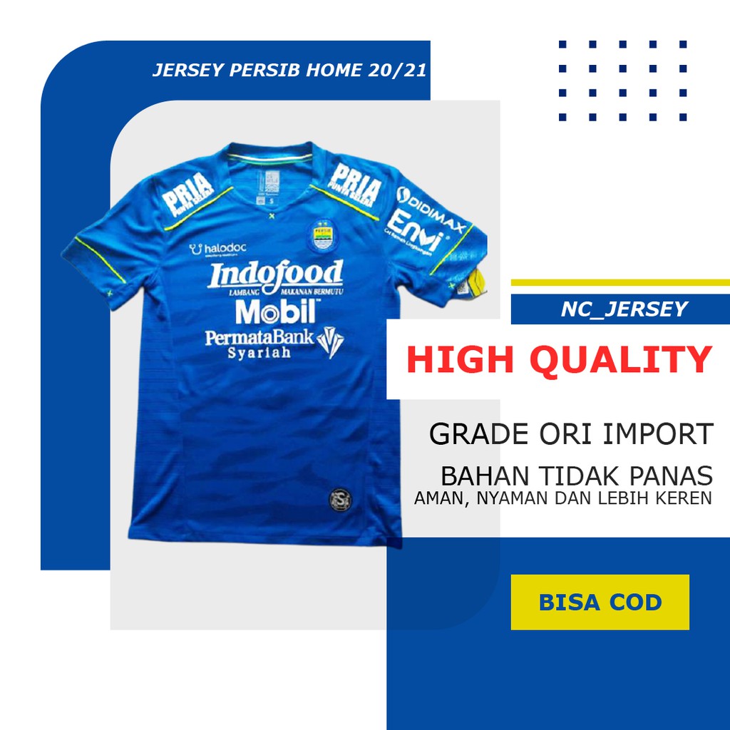 Jersey Persib Home Liga 1 2020 2021 Grade Ori / Kaos Persib / Baju Kaos Bola Persib Piala Menpora