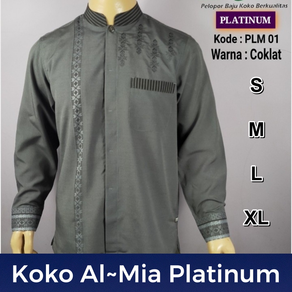 NEW Baju koko AlMia Platinum lengan panjang manset kancing original free box motif terbaru al~mia fa