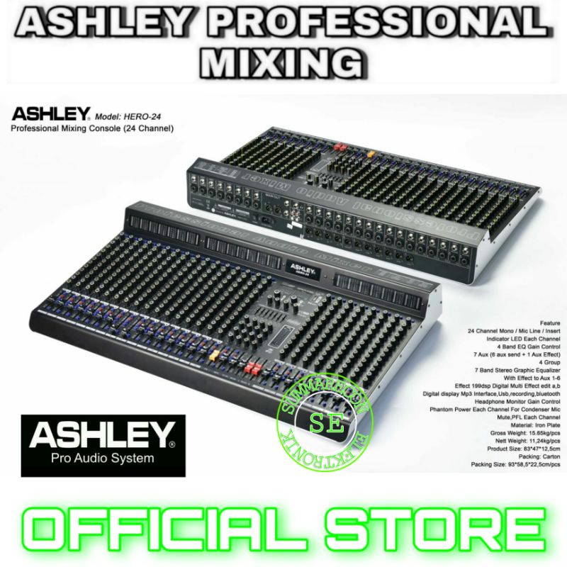 mixer audio 24 channel original ashley hero 24 usb bluetooth recording soundcard