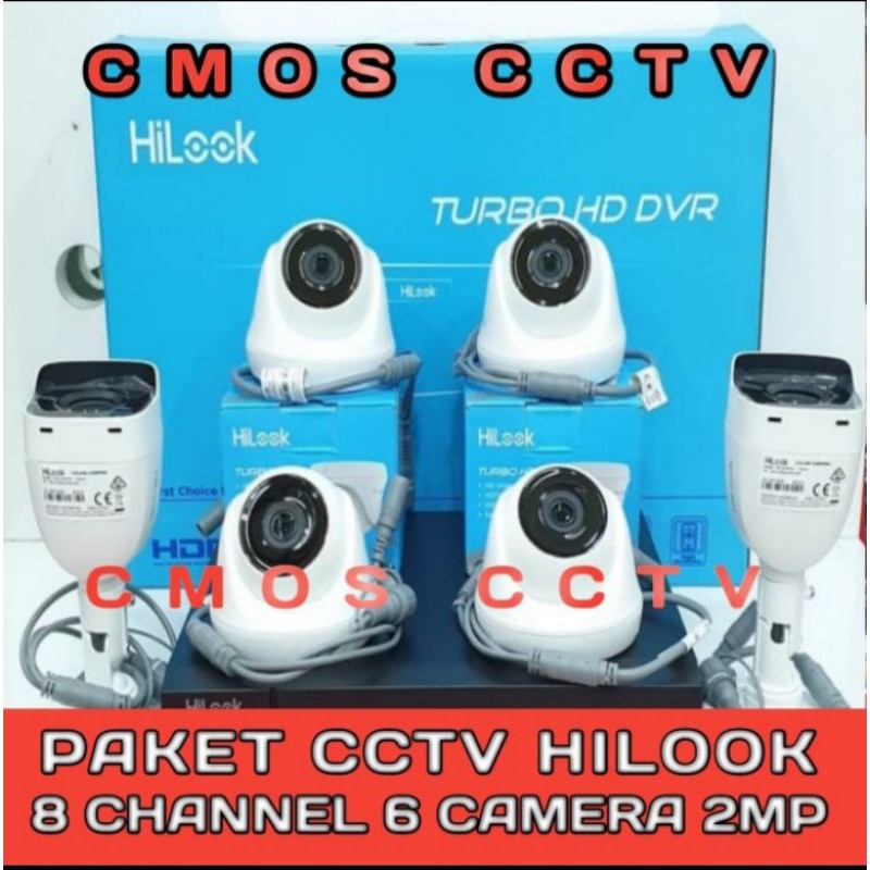 PAKET CCTV HILOOK 2MP 8 CHANNEL 6 CAMERA HD TURBO KOMPLIT HDD 500GB