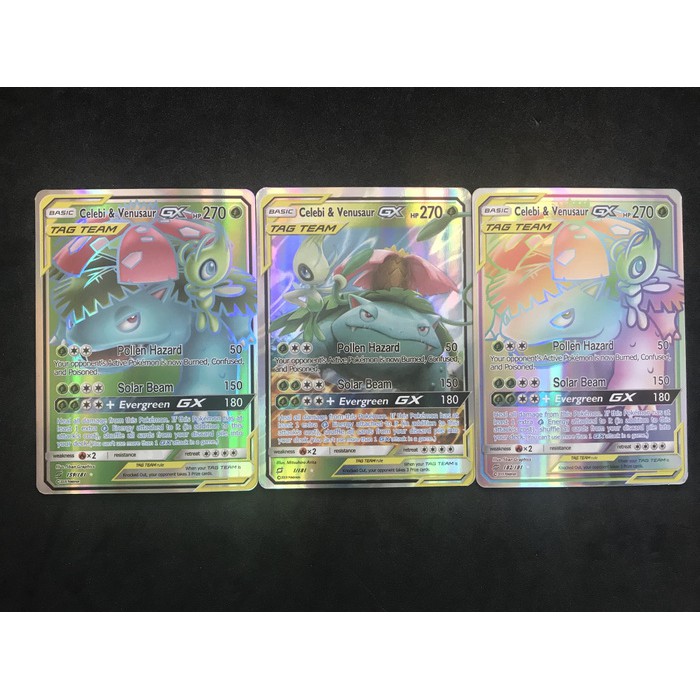 Kartu Pokemon TCG Sun&Moon Tag Team Celebi & Venusaur GX (3 kartu)