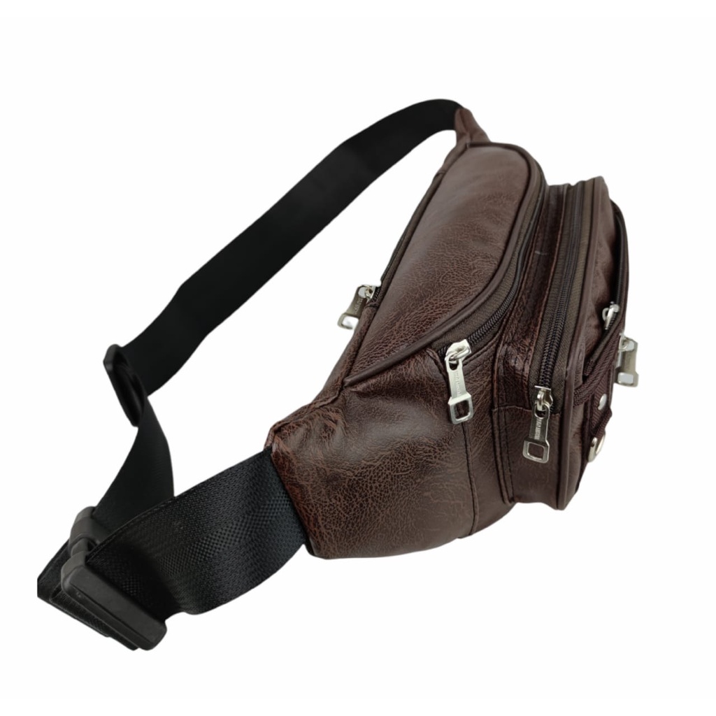 Waistbag Tas Pinggang Kulit PU Leather Original Polo Amstar FREE USB