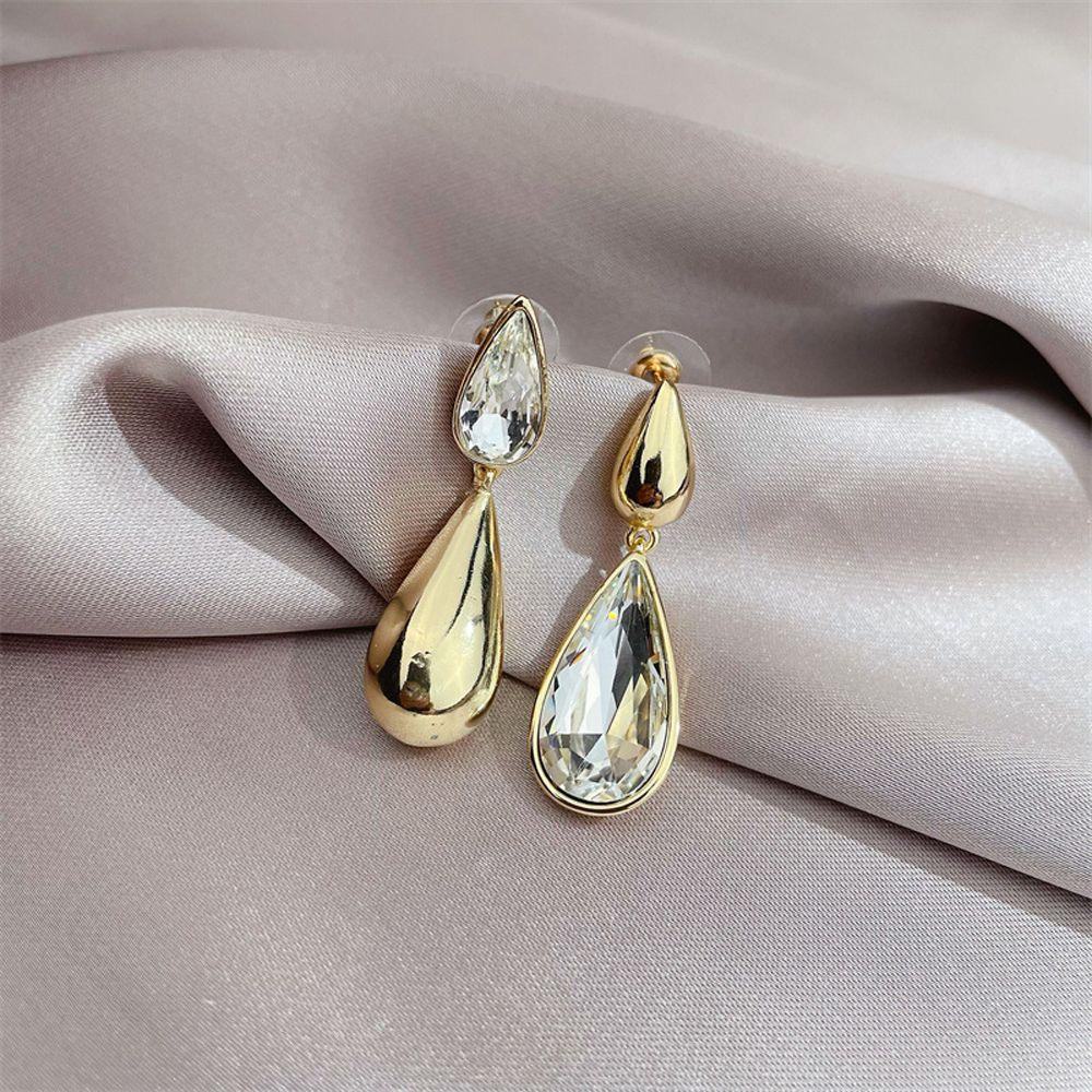 NEEDWAY Anting Asimetris Untuk Wanita Pesta Fashion Mewah Menjuntai Anting-Anting Zirkon Gadis Telinga Giwang