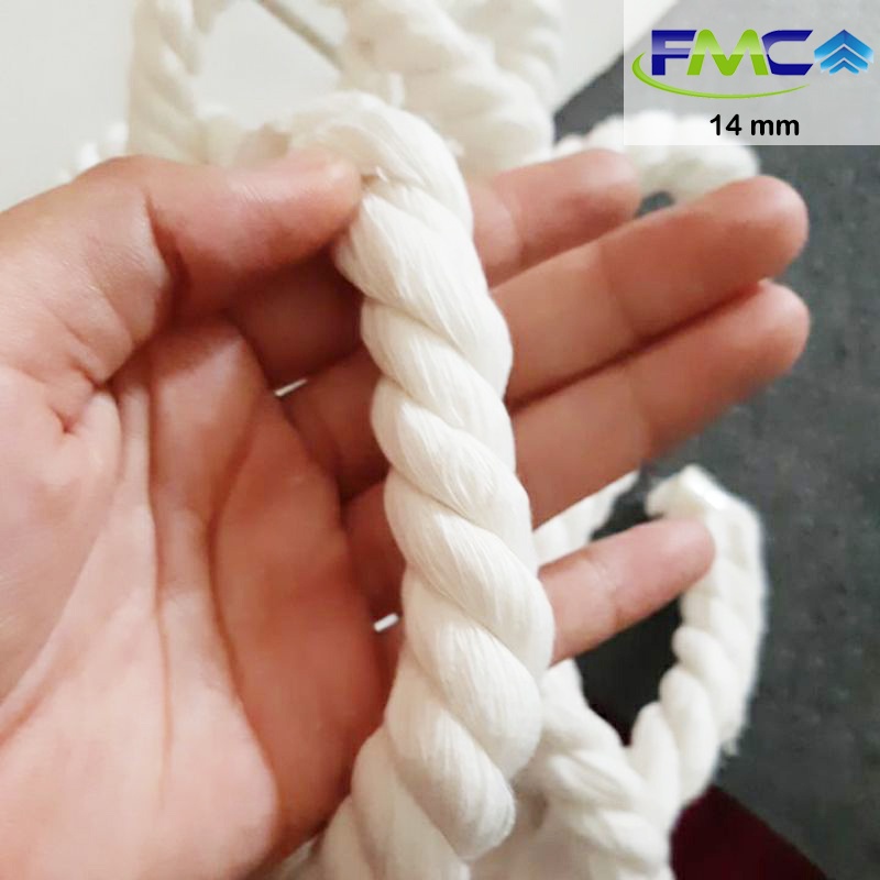 Tali Tambang Katun 14mm 16mm Bahan Kain Kuralon Guralon Rope Warna Putih Asli Import Tampar Pengikat Barang Dekorasi Kerajinan Gantungan Tarik Tambang Outbond Pengaman Safety