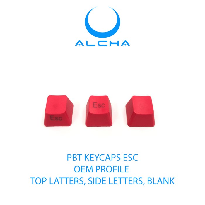 ALCHA KEYCAPS ESC MODIFIER RED BLANK TOP LETTERS SIDE LETTERS - BLANK